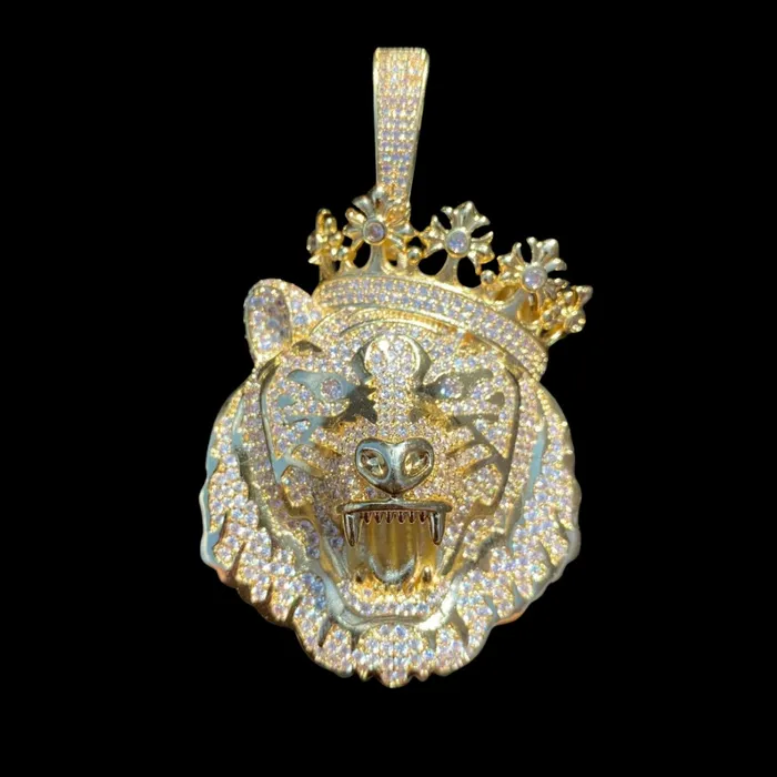 NEW Crowned Tiger Iced Out Diamond Pendant Necklace Crowned Tiger Necklaces NEW Crowned Tiger Iced Out Diamond Pendant Necklace Crowned Tiger Necklaces