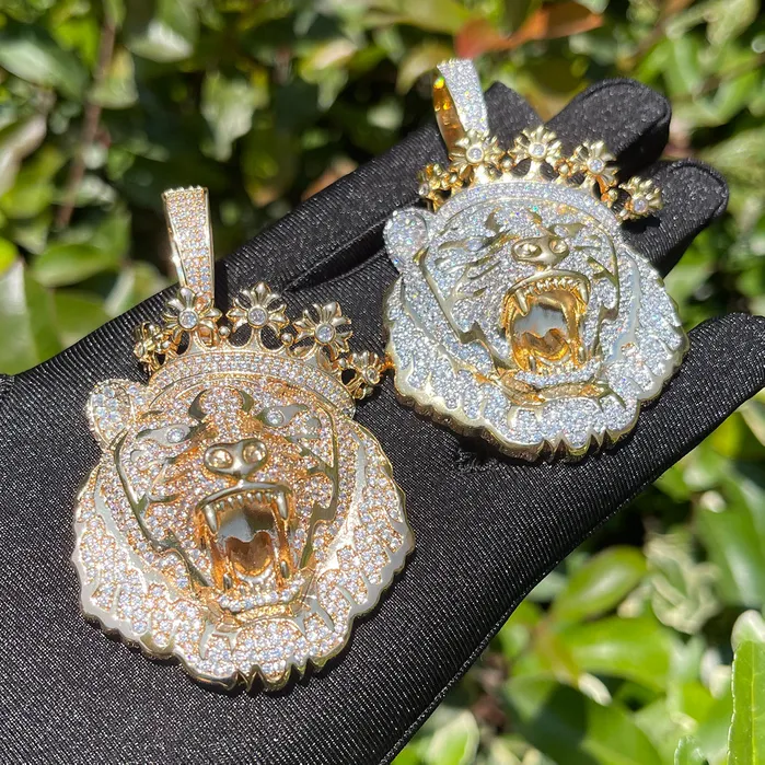 NEW Crowned Tiger Iced Out Diamond Pendant Necklace Crowned Tiger Necklaces