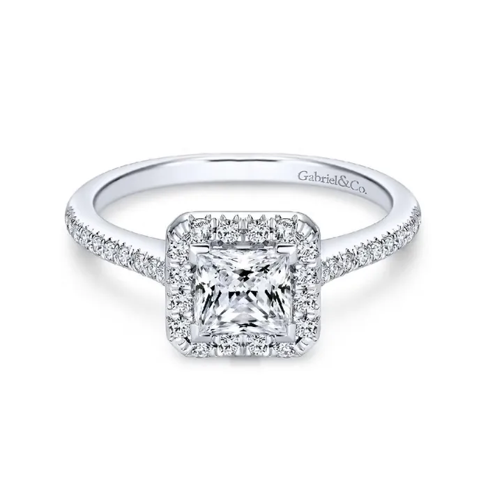 Patience 14K White Gold Princess Halo Diamond Engagement Ring GABRIEL CO Rings Patience 14K White Gold Princess Halo Diamond Engagement Ring GABRIEL CO Rings