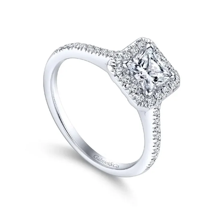 Patience 14K White Gold Princess Halo Diamond Engagement Ring GABRIEL CO Rings Patience 14K White Gold Princess Halo Diamond Engagement Ring GABRIEL CO Rings
