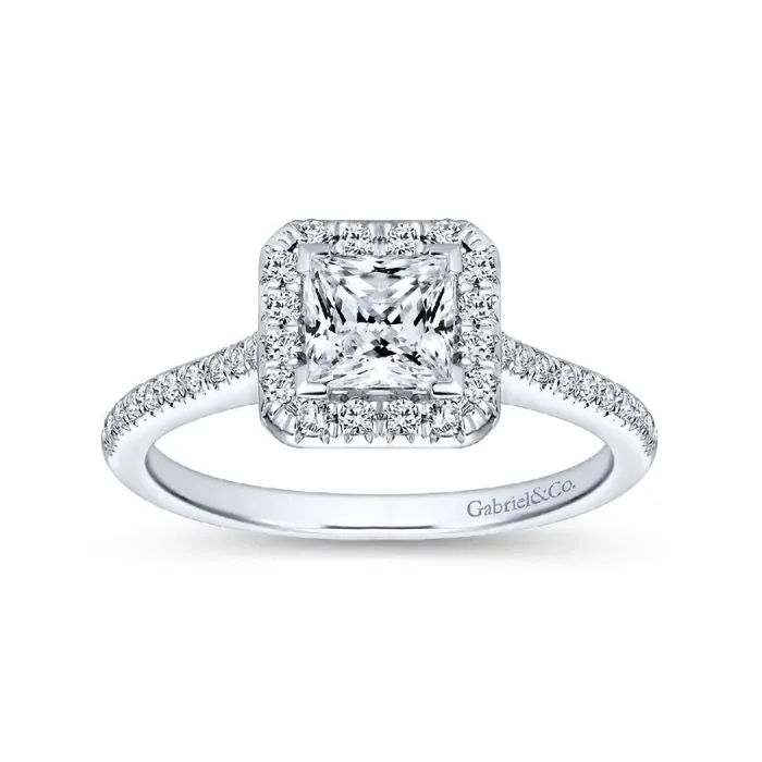 Patience 14K White Gold Princess Halo Diamond Engagement Ring GABRIEL CO Rings Patience 14K White Gold Princess Halo Diamond Engagement Ring GABRIEL CO Rings