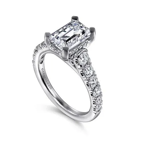 Piper 14K White Gold Emerald Cut Diamond Engagement Ring Setting Only GABRIEL CO Rings Piper 14K White Gold Emerald Cut Diamond Engagement Ring Setting Only GABRIEL CO Rings