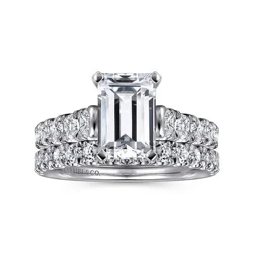 Piper 14K White Gold Emerald Cut Diamond Engagement Ring Setting Only GABRIEL CO Rings Piper 14K White Gold Emerald Cut Diamond Engagement Ring Setting Only GABRIEL CO Rings