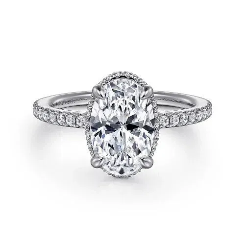 Rings Allesia 14K White Gold Oval Cut Hidden Halo Diamond Engagement Ring Setting Only GABRIEL CO Rings Allesia 14K White Gold Oval Cut Hidden Halo Diamond Engagement Ring Setting Only GABRIEL CO