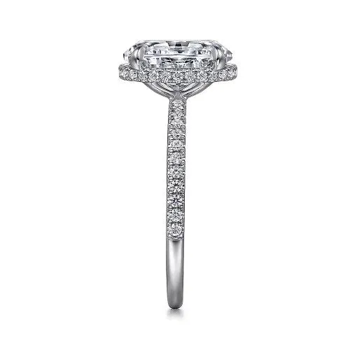 Rings Allesia 14K White Gold Oval Cut Hidden Halo Diamond Engagement Ring Setting Only GABRIEL CO