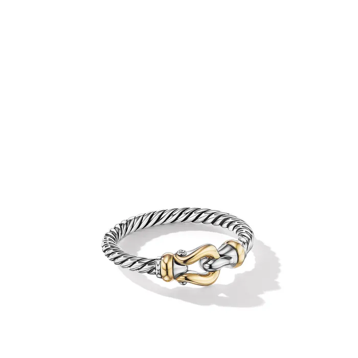 Rings David Yurman Petite Buckle Ring in Sterling Silver with 18K Yellow Gold 2mm Rings David Yurman Petite Buckle Ring in Sterling Silver with 18K Yellow Gold 2mm