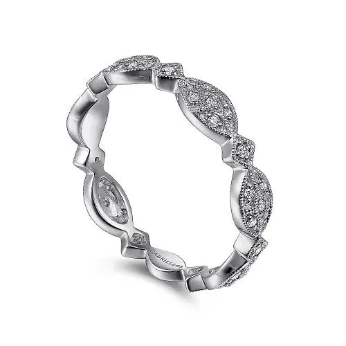 Rings GABRIEL CO 14K White Gold Marquise Station Pave Diamond Stackable Ring Rings GABRIEL CO 14K White Gold Marquise Station Pave Diamond Stackable Ring