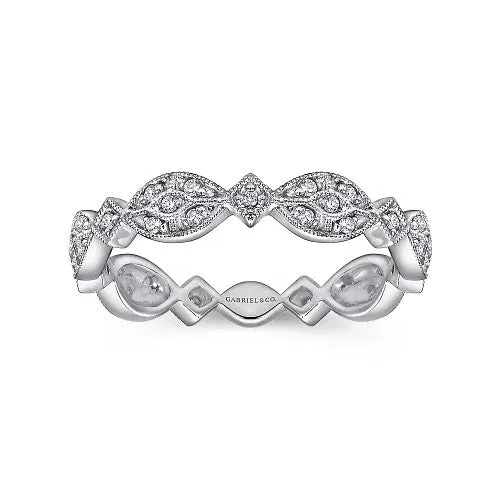 Rings GABRIEL CO 14K White Gold Marquise Station Pave Diamond Stackable Ring Rings GABRIEL CO 14K White Gold Marquise Station Pave Diamond Stackable Ring