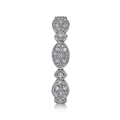 Rings GABRIEL CO 14K White Gold Marquise Station Pave Diamond Stackable Ring Rings GABRIEL CO 14K White Gold Marquise Station Pave Diamond Stackable Ring