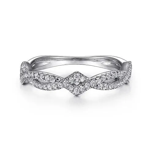 Rings GABRIEL CO 14K White Gold Twisted Diamond Stackable Ring