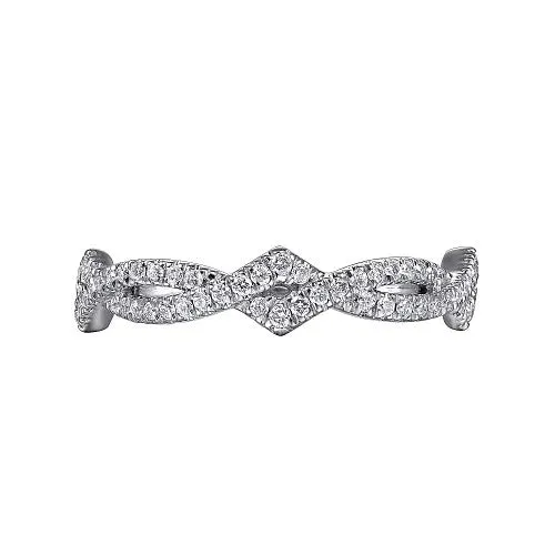 Rings GABRIEL CO 14K White Gold Twisted Diamond Stackable Ring