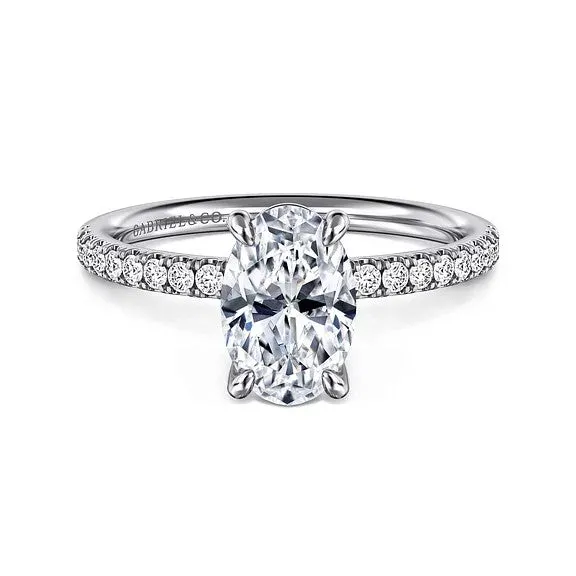 Rings GABRIEL CO Twain 14K White Gold Oval Diamond Engagement Ring Setting Only Rings GABRIEL CO Twain 14K White Gold Oval Diamond Engagement Ring Setting Only
