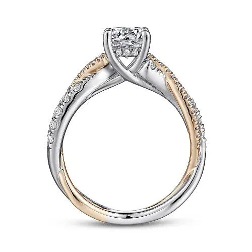 Rings Sandrine 14K WhiteRose Gold Round Diamond Twisted Engagement Ring Setting Only GABRIEL CO Rings Sandrine 14K WhiteRose Gold Round Diamond Twisted Engagement Ring Setting Only GABRIEL CO