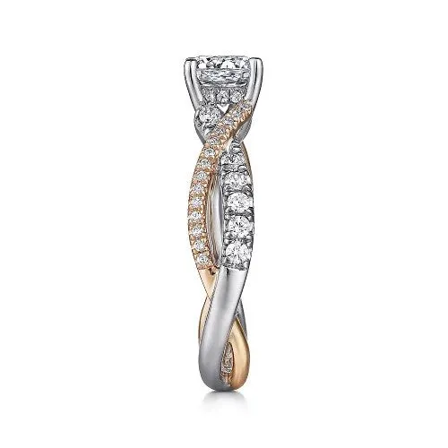 Rings Sandrine 14K WhiteRose Gold Round Diamond Twisted Engagement Ring Setting Only GABRIEL CO Rings Sandrine 14K WhiteRose Gold Round Diamond Twisted Engagement Ring Setting Only GABRIEL CO