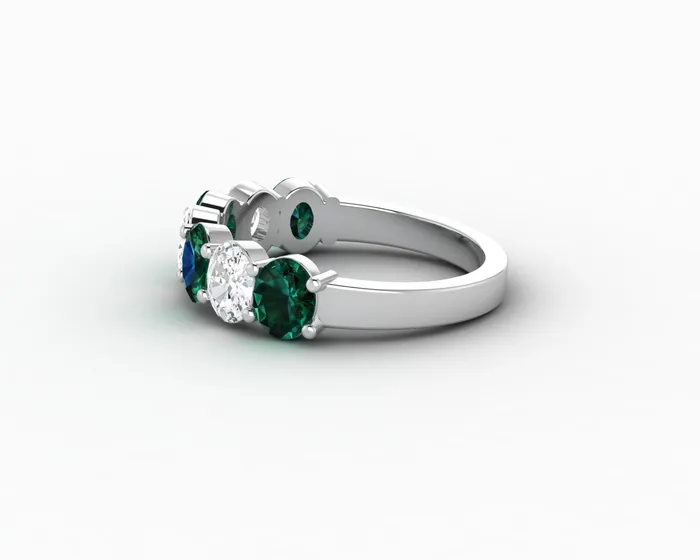 Rings Sapheena Jewelry Ivy 25 Ct Oval Cut Moissanite and Green Emerald Half Eternity Wedding Band