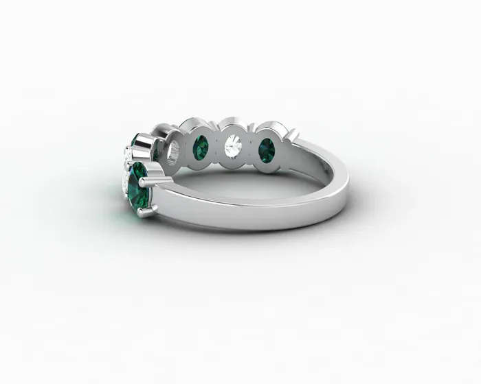 Rings Sapheena Jewelry Ivy 25 Ct Oval Cut Moissanite and Green Emerald Half Eternity Wedding Band