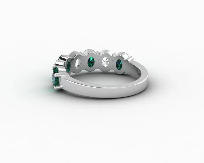 Rings Sapheena Jewelry Ivy 25 Ct Oval Cut Moissanite and Green Emerald Half Eternity Wedding Band