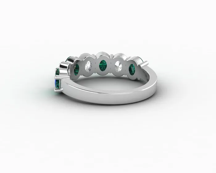 Rings Sapheena Jewelry Ivy 25 Ct Oval Cut Moissanite and Green Emerald Half Eternity Wedding Band