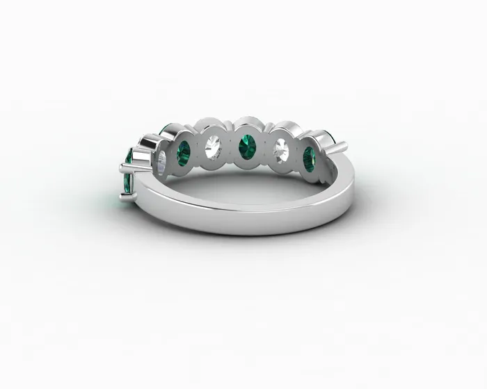 Rings Sapheena Jewelry Ivy 25 Ct Oval Cut Moissanite and Green Emerald Half Eternity Wedding Band