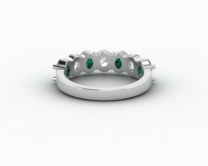 Rings Sapheena Jewelry Ivy 25 Ct Oval Cut Moissanite and Green Emerald Half Eternity Wedding Band