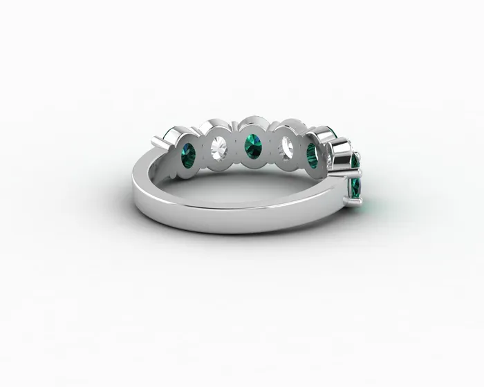 Rings Sapheena Jewelry Ivy 25 Ct Oval Cut Moissanite and Green Emerald Half Eternity Wedding Band
