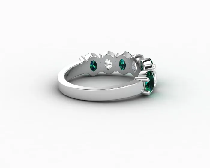 Rings Sapheena Jewelry Ivy 25 Ct Oval Cut Moissanite and Green Emerald Half Eternity Wedding Band