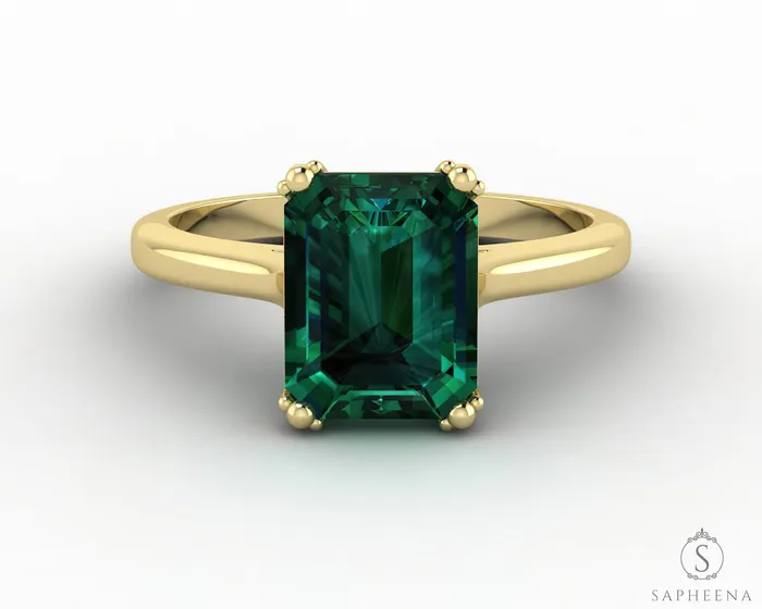 Rings Sapheena Jewelry Lilian 20 Ct Solitaire Emerald Cut Green Emerald Engagement Ring Rings Sapheena Jewelry Lilian 20 Ct Solitaire Emerald Cut Green Emerald Engagement Ring