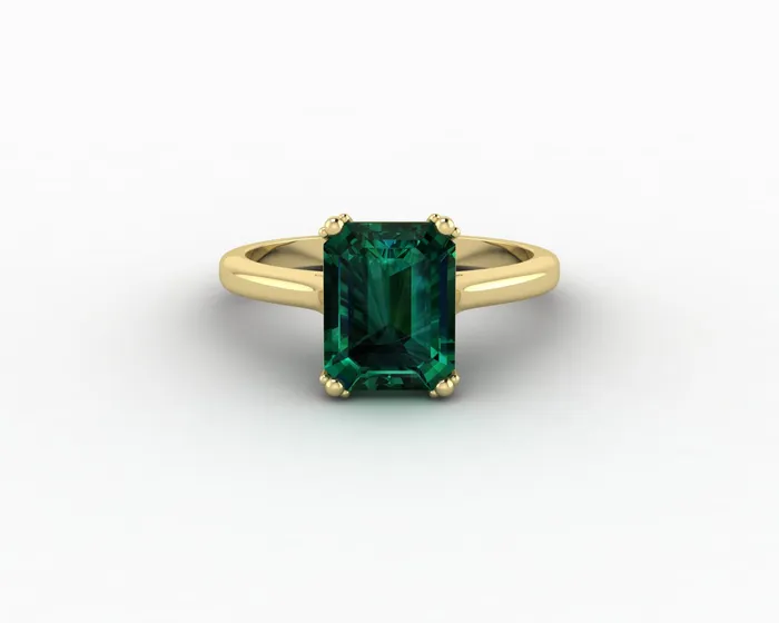 Rings Sapheena Jewelry Lilian 20 Ct Solitaire Emerald Cut Green Emerald Engagement Ring