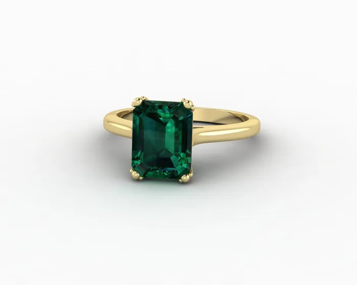 Rings Sapheena Jewelry Lilian 20 Ct Solitaire Emerald Cut Green Emerald Engagement Ring