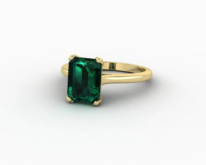 Rings Sapheena Jewelry Lilian 20 Ct Solitaire Emerald Cut Green Emerald Engagement Ring