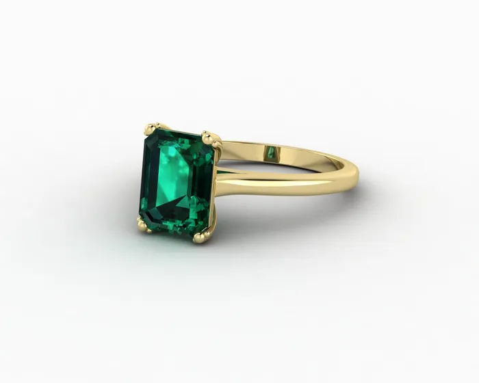 Rings Sapheena Jewelry Lilian 20 Ct Solitaire Emerald Cut Green Emerald Engagement Ring