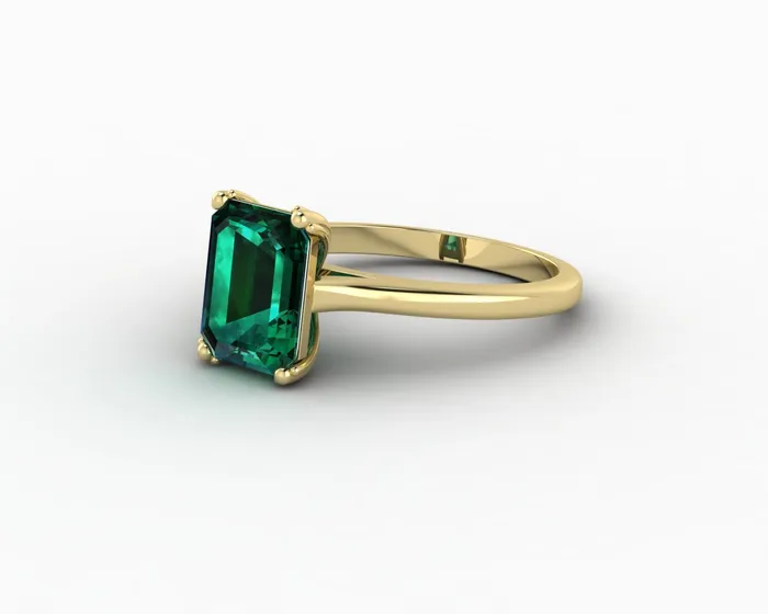 Rings Sapheena Jewelry Lilian 20 Ct Solitaire Emerald Cut Green Emerald Engagement Ring