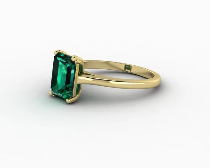 Rings Sapheena Jewelry Lilian 20 Ct Solitaire Emerald Cut Green Emerald Engagement Ring