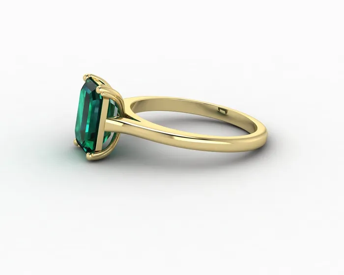 Rings Sapheena Jewelry Lilian 20 Ct Solitaire Emerald Cut Green Emerald Engagement Ring
