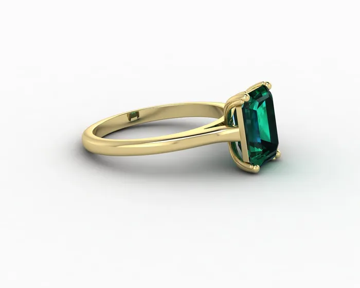 Rings Sapheena Jewelry Lilian 20 Ct Solitaire Emerald Cut Green Emerald Engagement Ring