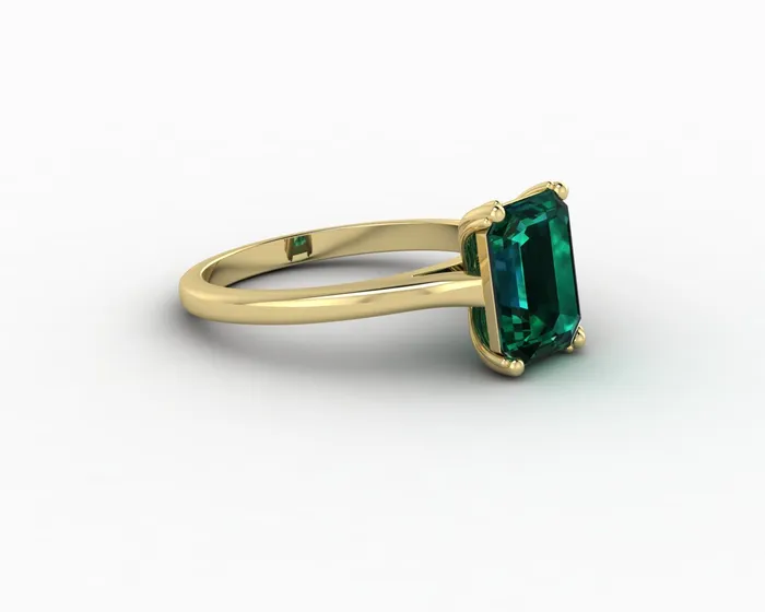 Rings Sapheena Jewelry Lilian 20 Ct Solitaire Emerald Cut Green Emerald Engagement Ring
