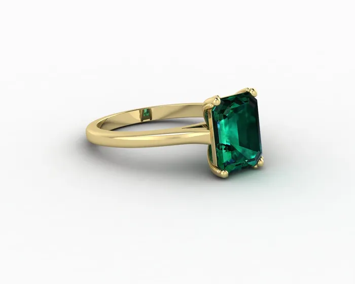 Rings Sapheena Jewelry Lilian 20 Ct Solitaire Emerald Cut Green Emerald Engagement Ring