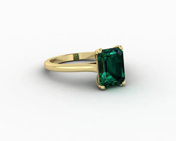 Rings Sapheena Jewelry Lilian 20 Ct Solitaire Emerald Cut Green Emerald Engagement Ring