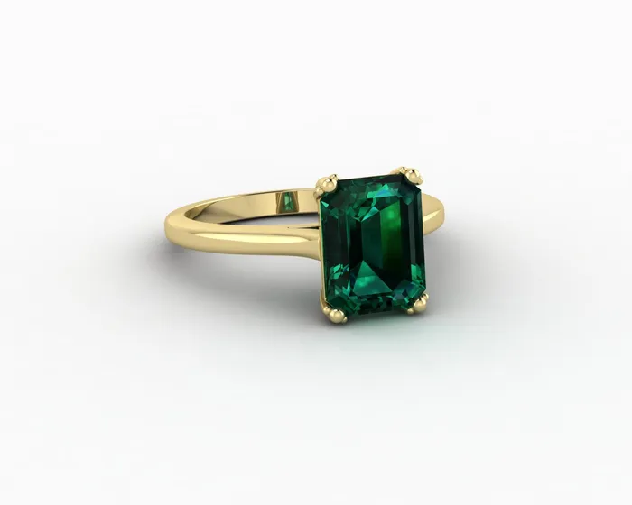 Rings Sapheena Jewelry Lilian 20 Ct Solitaire Emerald Cut Green Emerald Engagement Ring