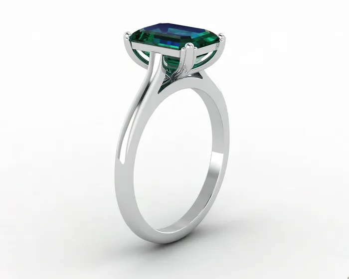Rings Sapheena Jewelry Lilian 20 Ct Solitaire Emerald Cut Green Emerald Engagement Ring