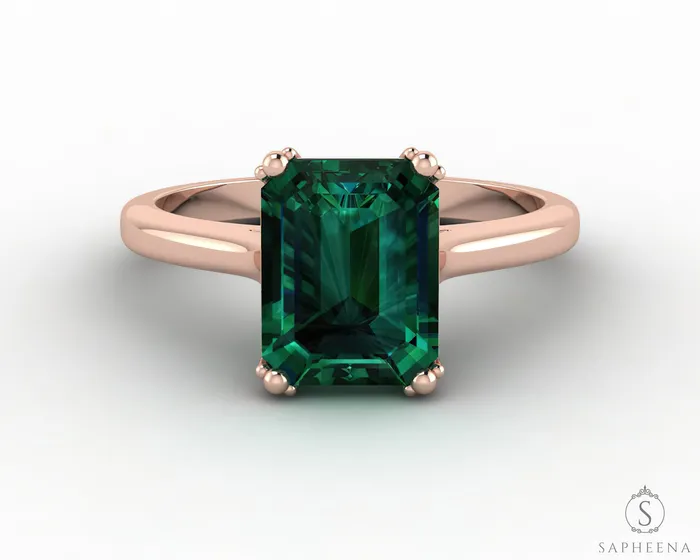 Rings Sapheena Jewelry Lilian 20 Ct Solitaire Emerald Cut Green Emerald Engagement Ring
