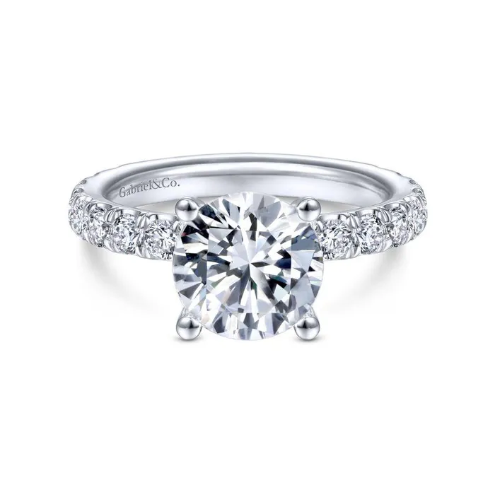 Rings Ulani 14K White Gold Round Diamond Engagement Ring Setting Only GABRIEL CO Rings Ulani 14K White Gold Round Diamond Engagement Ring Setting Only GABRIEL CO