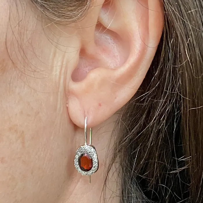 Rosa Maria Earrings Rosa Maria Bo 114 Silver Garnet and Diamond Earrings