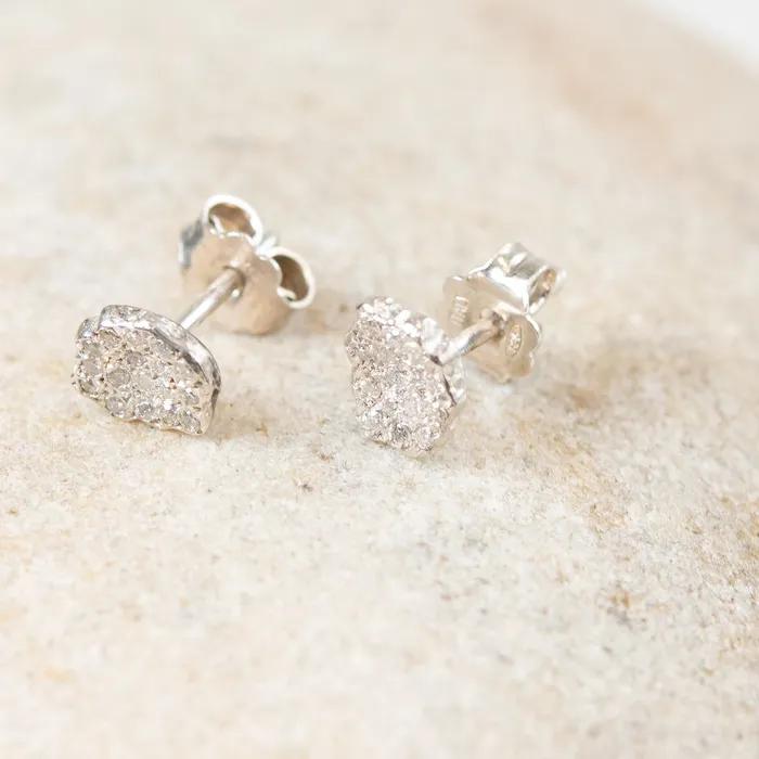 Rosa Maria Earrings Rosa Maria Bo Shargan Silver Diamond Stud Earrings