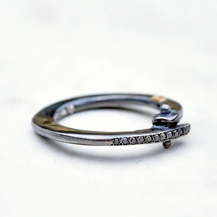 Rosa Maria Rings Rosa Maria Sayuri 2 Oxidized Silver Ring wBlack Diamonds