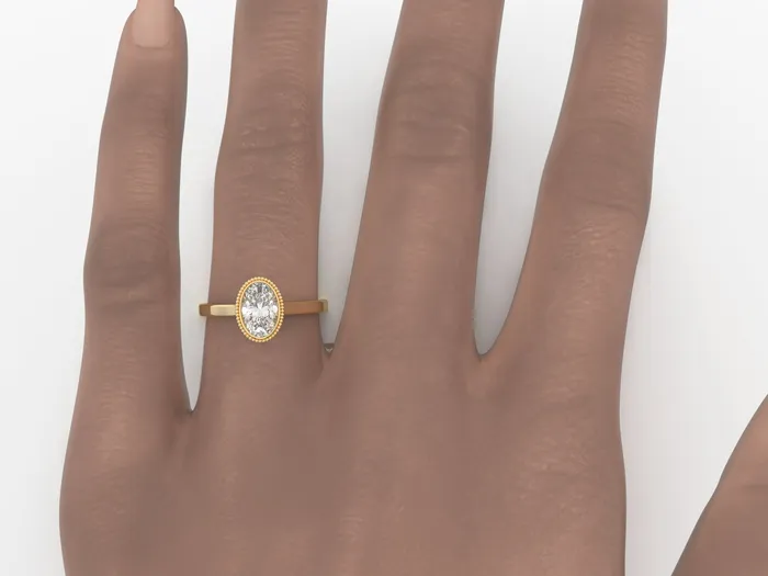 Sapheena Jewelry Siara Milgrain 10 Ct Solitaire Oval Cut Engagement Ring Rings