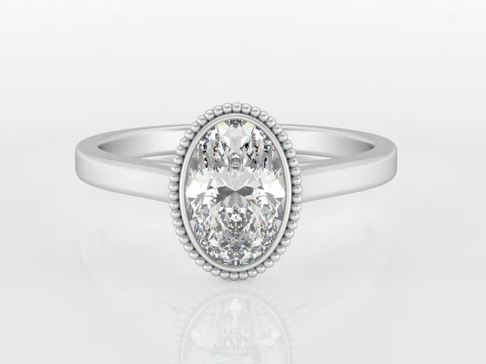 Sapheena Jewelry Siara Milgrain 10 Ct Solitaire Oval Cut Engagement Ring Rings