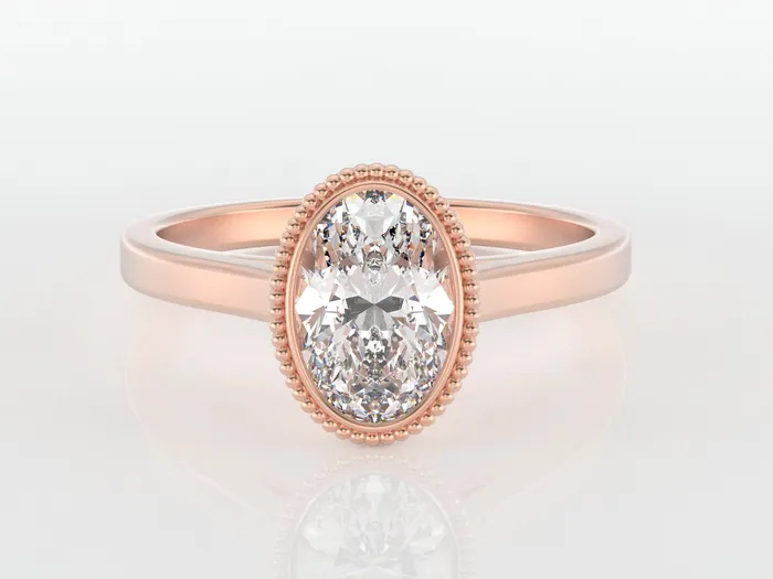Sapheena Jewelry Siara Milgrain 10 Ct Solitaire Oval Cut Engagement Ring Rings