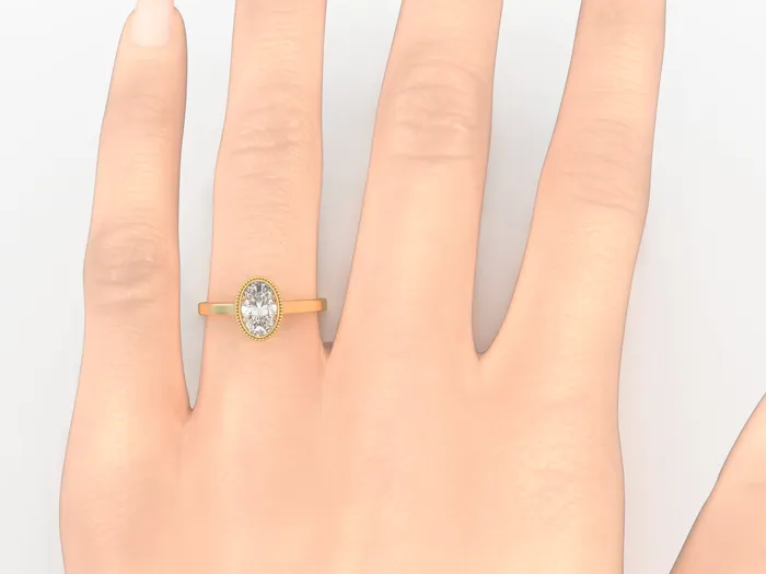 Sapheena Jewelry Siara Milgrain 10 Ct Solitaire Oval Cut Engagement Ring Rings