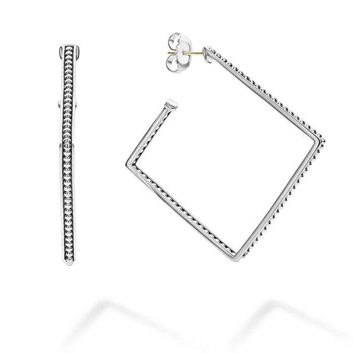 Signature Caviar Square Caviar Hoop Earrings LAGOS Earrings